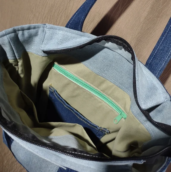 Handmade Upcycled Denim Tote Bag 17 - Picture 4 of 5